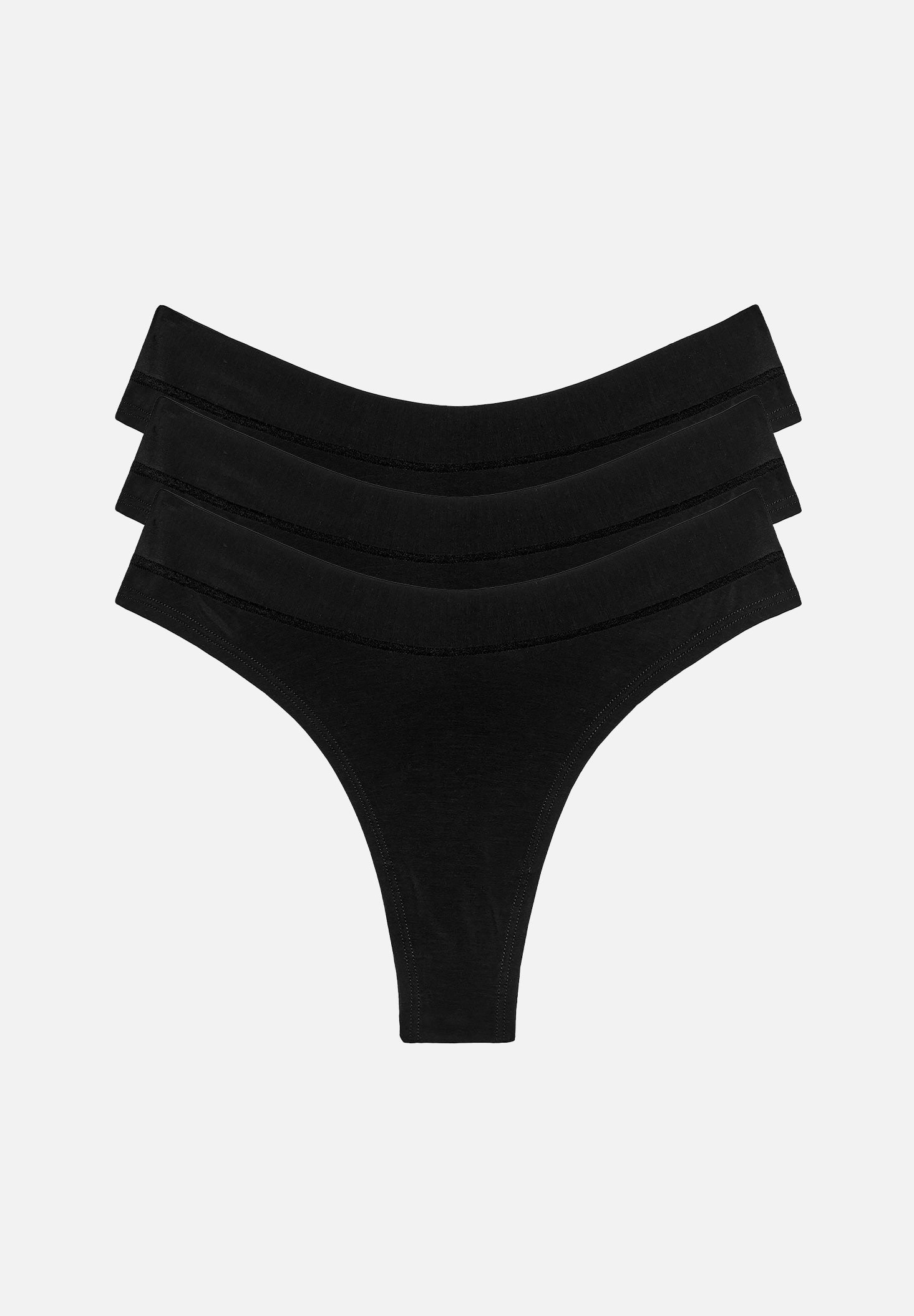 PACK OF 3 BLACK COTTON THONGS